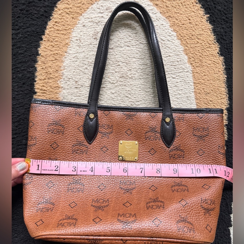 MCM Brown and Black Tote Bag with Bone Charm - Picture 12 of 13